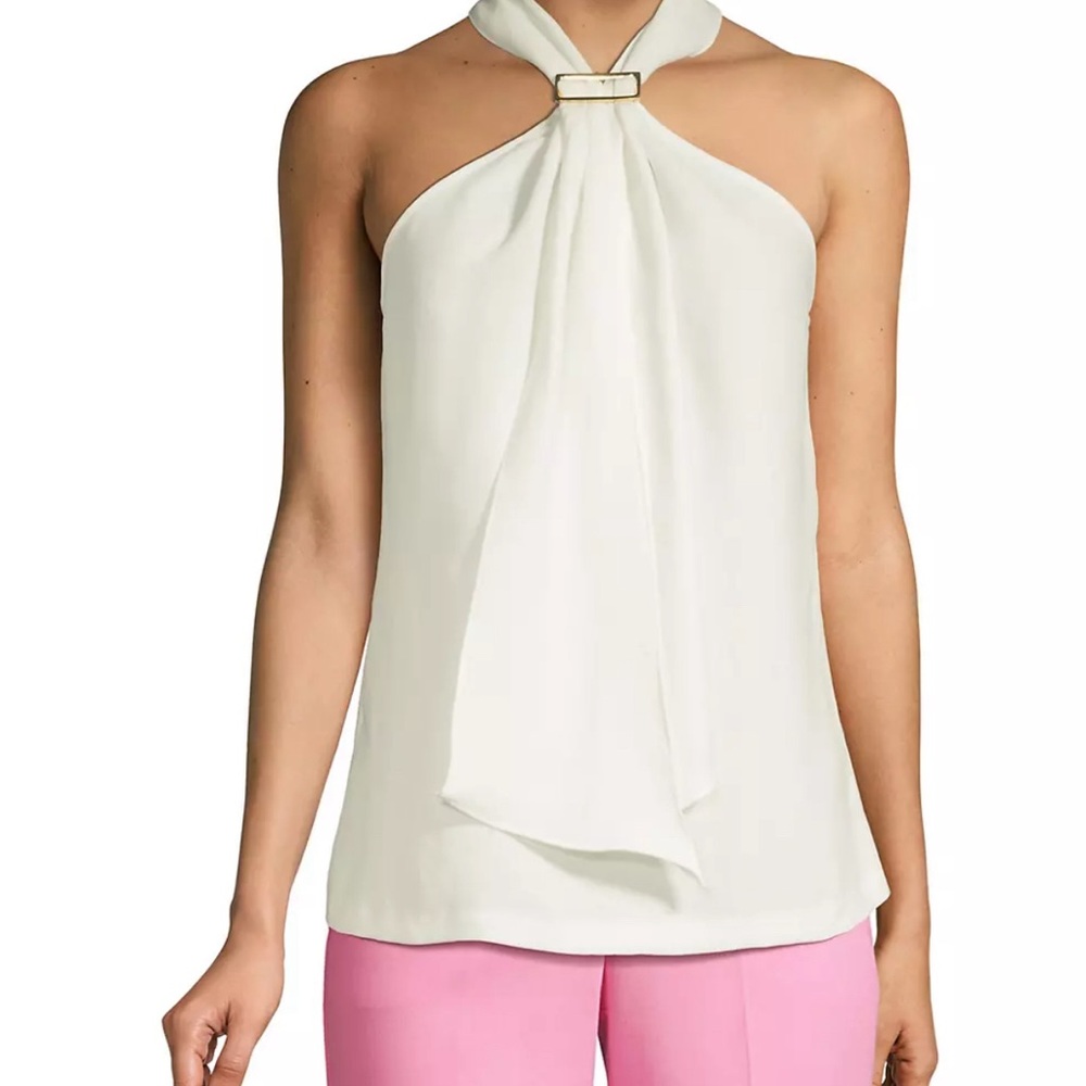 Trina Trurk white halter blouse - small